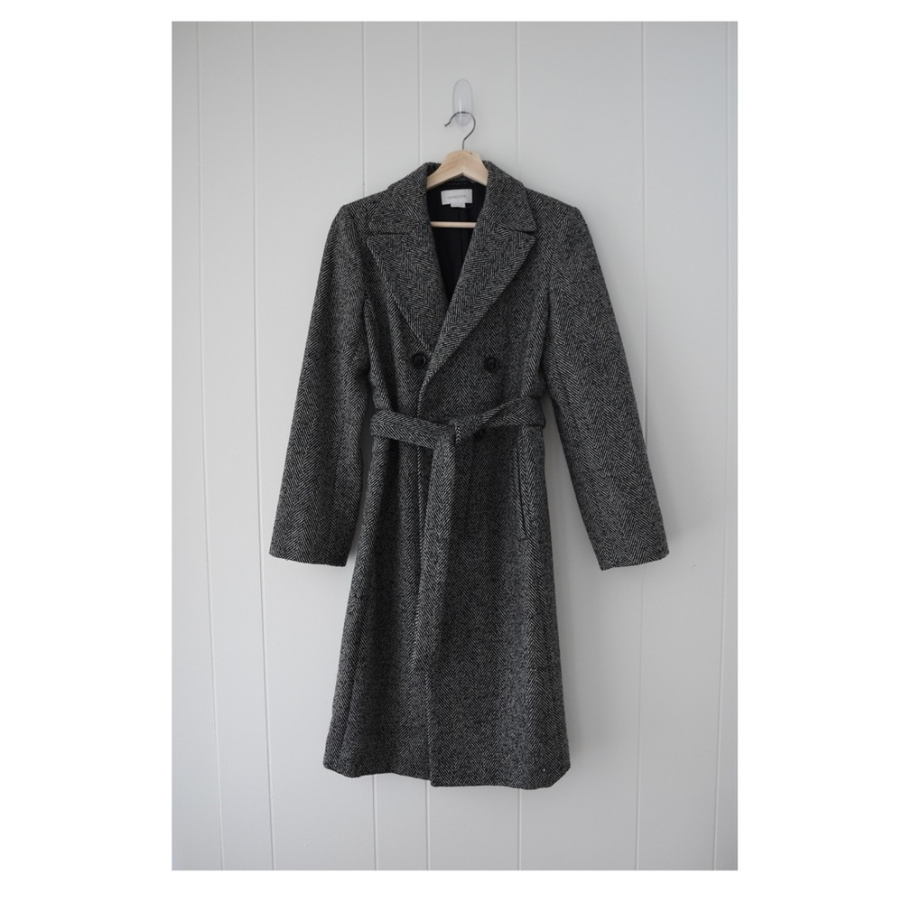 caractere herringbone wool coat